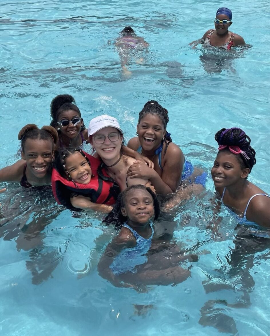 kids swimming in a pool
